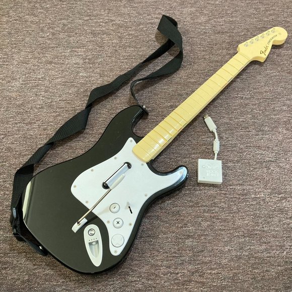 Harmonix Other - Harmonix Rock Band Guitar Fender Stratocaster Nintendo Wii w/ Dongle & Strap
